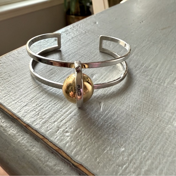 Jenny Bird Two Tone Silver Gold Cuff Bracelet - Picture 1 of 9